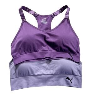 PUMA Seamless Sports Bra Large Pack of 2 Colors Moisture-Wicking Fabric New